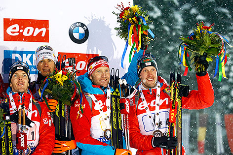 © APA/AP/Matthias Schrader Sven Grossegger, Julian Eberhard, Simon Eder and Dominik Landertinger