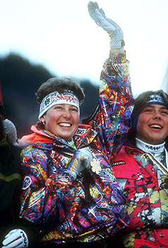 © GEPA/Witters/Valeria Witters Archivbild aus dem Jahr 1991: Petra Kronberger mit der WM-Goldmedaille