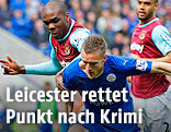 Jamie Vardy (Leicester City) und Angelo Ogbonna (West Ham)