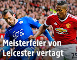 Christian Fuchs (Leicester City) und Antonio Valencia (Manchester United)