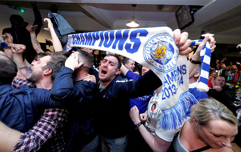 Jubelnde Leicester-Fans