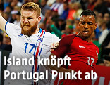 Aron Gunnarsson (ISL) und Nani (POR)