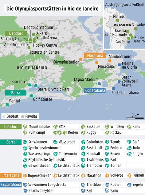 Karte zu Olympia-Sportstätten in Rio de Janeiro