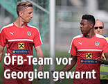 Die ÖFB-Spieler Marc Janko und David Alaba beim Training