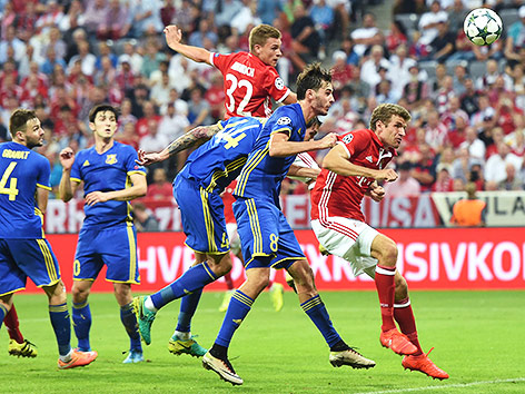 © APA/AFP/Christof Stache Joshua Kimmich erzielt für die Bayern via Kopfball das 4:0