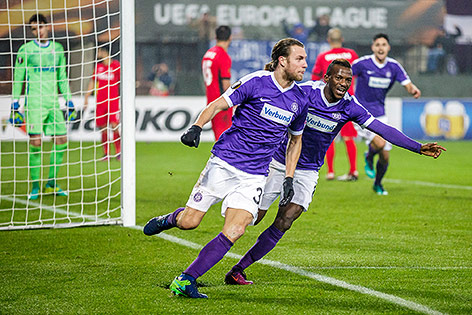 © ORF.at/Christian Öser Jubel von Lukas Rotpuller und Larry Kayode (beide Austria)