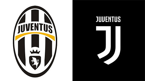 Vergleich des alten und neuen Wappens von Juventus Turin