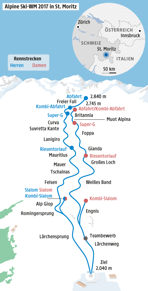 Grafik zur Ski-WM in St. Moritz