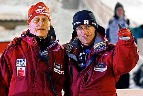 © GEPA/Dominic Ebenbichler Hannu Lepistoe (FIN) und Toni Innauer (AUT)