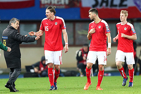 © GEPA/Christian Ort Marcel Koller, Sebastian Proedl, Aleksandar Dragovic und Martin Hinteregger