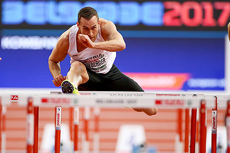 Dominik Distelberger (AUT) im 60-m-Hürdenlauf