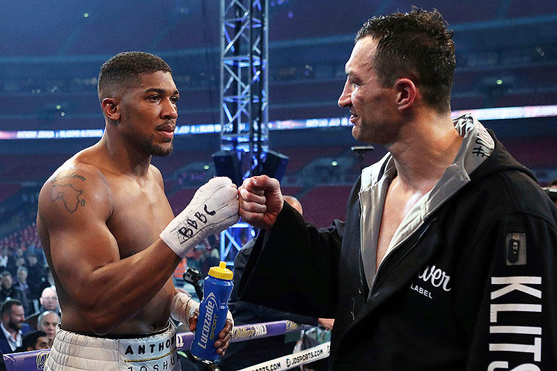 © APA/AP/PA Wire/Nick Potts Anthony Joshua und Wladimir Klitschko