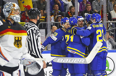 Jubel der schwedischen Eishockeymannschaft