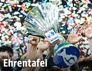 Jubel mit Pokal