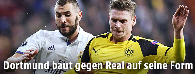 Karim Benzema (Real) gegen Lukas Piszek (BVB)