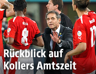 ÖFB-Teamchef Marcel Koller mit Spielern