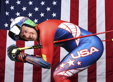 Ted Ligety vor einer US-Flagge
