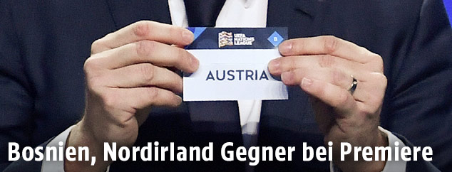Zettel mit "Austria" bei der Losung der Nations League