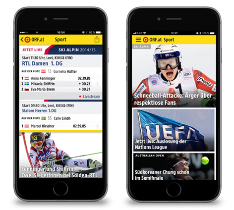 © ORF.at Screenshots der ORF.at-Sport-App