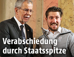 Bundespräsident Alexander Van der Bellen und Marcel Hirscher