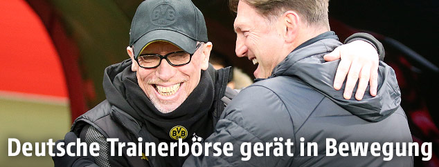Peter Stöger (Dortmund) und Ralph Hasenhüttl (RB Leipzig)