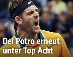 Juan Mart’n Del Potro (Argentinien) jubelt